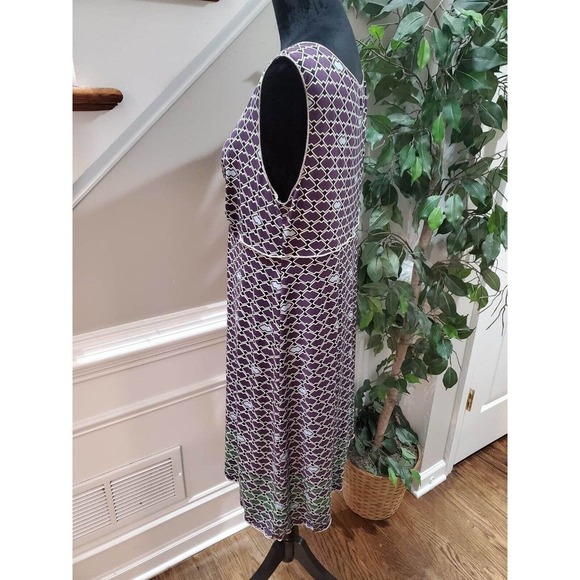 M.S.S.P Women's Purple Polyester Square Neck Sleeveless Knee Length Dress Size L - Picture 13 of 15